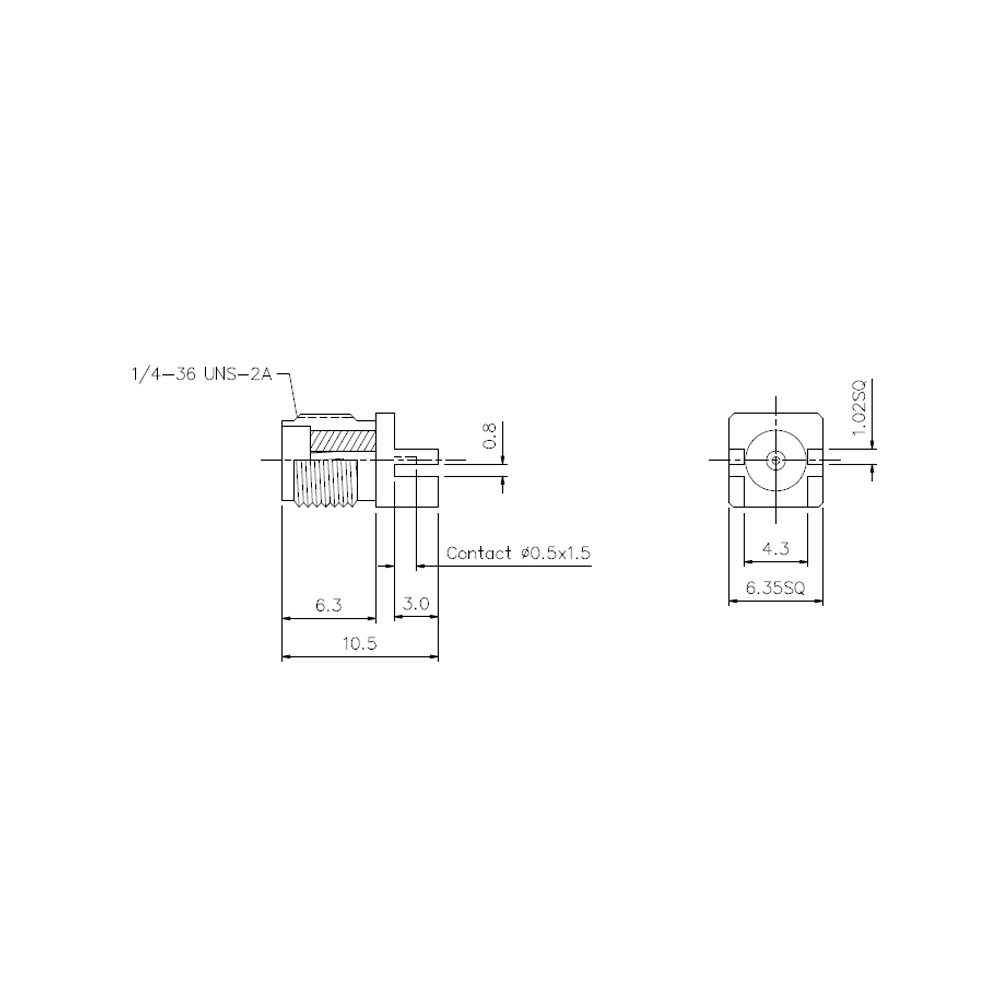 HS-SMAF Edge Type For 0.8 PCB Connector (12.4G)_L10.5_Web2